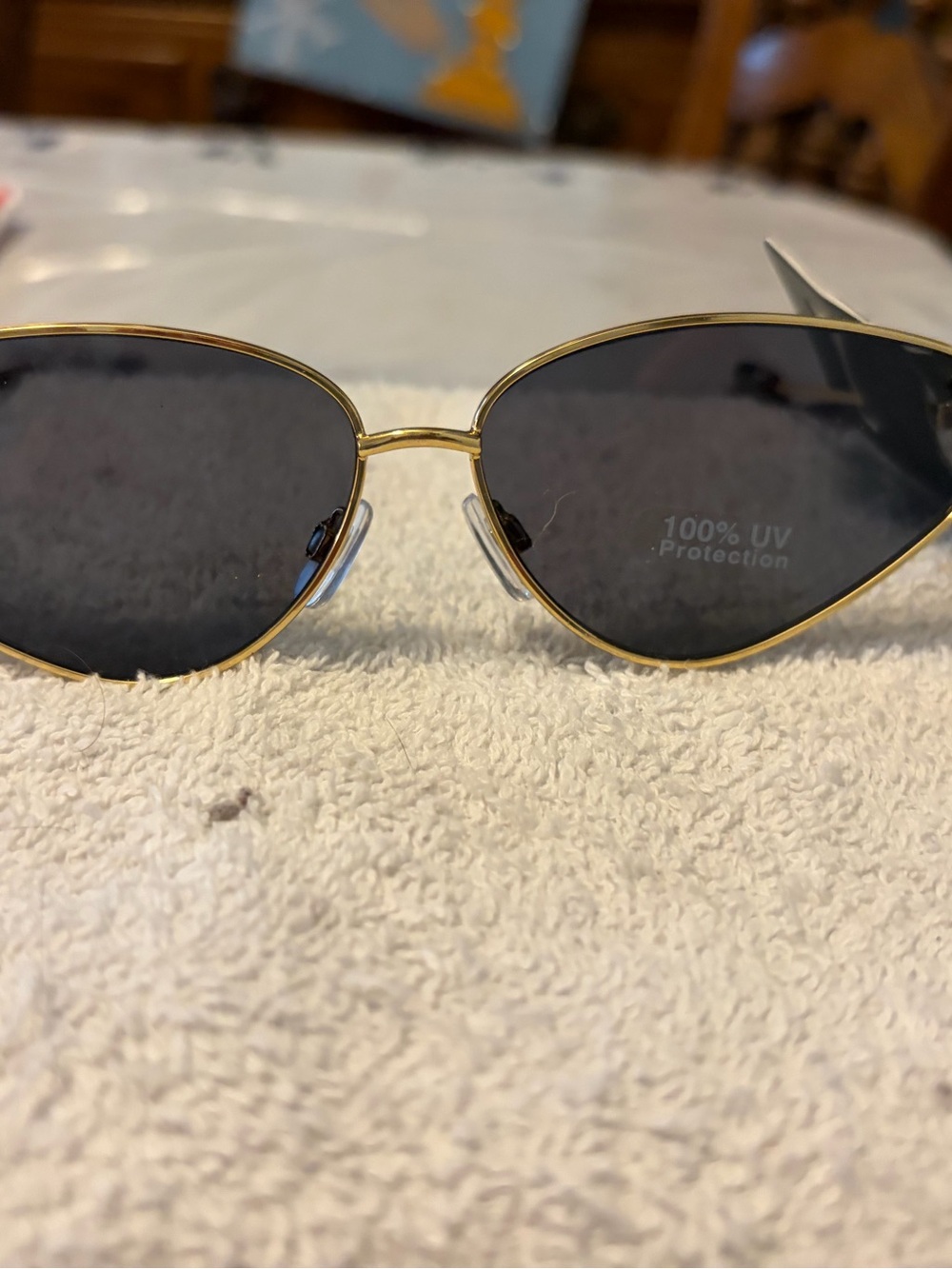Gold Frame Black Lens Women's Sunglasses NWT Diamond shape by Wild Fable